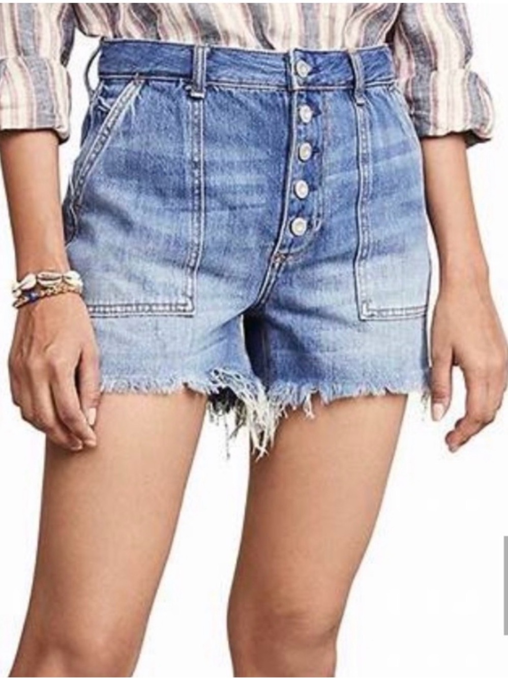 Free People We The Free Jesse Carpenter High Rise Denim Shorts Size 28